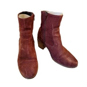 Crevo Mid Calf Brick Red Suede Leather Boots Size 7